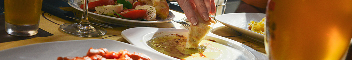 Eating Mediterranean Turkish at Cafe Mangal restaurant in Wellesley, MA.